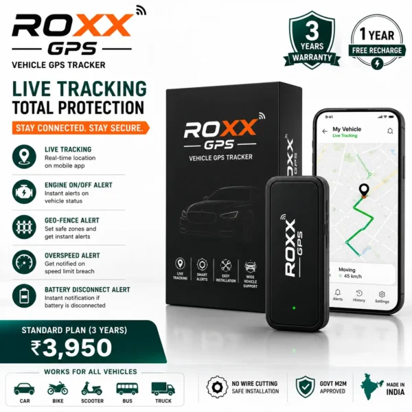 ROXX GPS vehicle GPS tracker Standard Plan – device, box and live tracking app